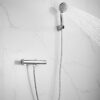 2-Handle Thermostatic Shower Valve Trim Wall mount US STANDARD Plumbing, Exposed Shower Faucet with Constant Temperature water mixer for Bathroom, RV, Clawfoot Tub