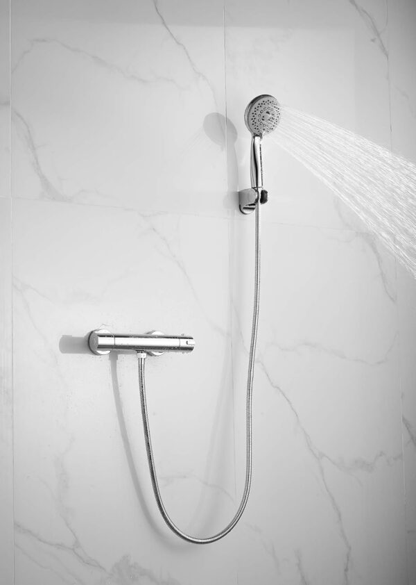 2-Handle Thermostatic Shower Valve Trim Wall mount US STANDARD Plumbing, Exposed Shower Faucet with Constant Temperature water mixer for Bathroom, RV, Clawfoot Tub