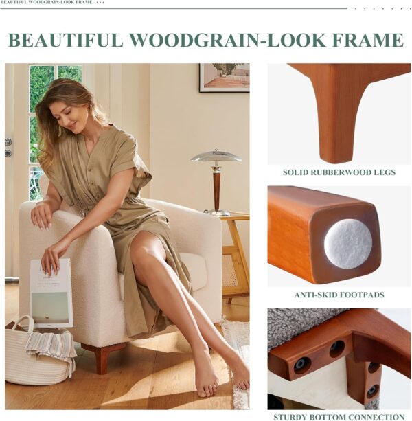 COLAMY Sherpa Accent Chair with Storage Ottoman Set, Upholstered Barrel Arm Chair with Footrest, Modern Living Room Chair with Back Pillow, Cream