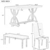 Merax 6 Pieces Wood Dining Table Set with Bench, Retro Rectangular Table with Unique Legs and 4 Upholstered Chairs & 1 Bench for Dining Room and Kitchen (Natural Wood Wash+Beige)