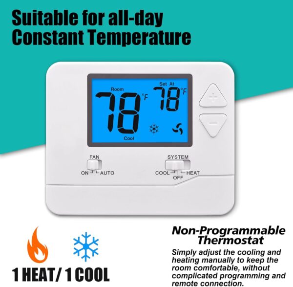 Non-Programmable Thermostats for Home 1 Heat/1 Cool Conventional Single-Stage Systems