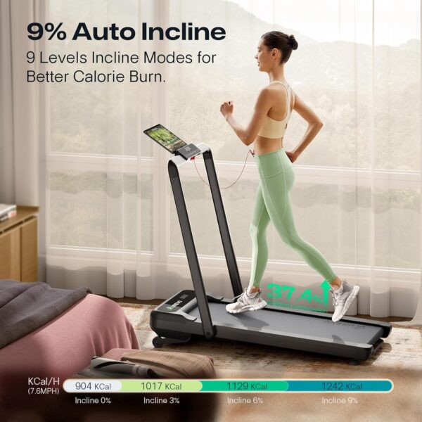 UREVO Walking Pad Treadmill with Incline, 2.5 HP Under Desk Treadmill, Foldable Treadmill for Home Office, Compact Treadmill with LED Display Remote Control 265lbs Weight Capacity