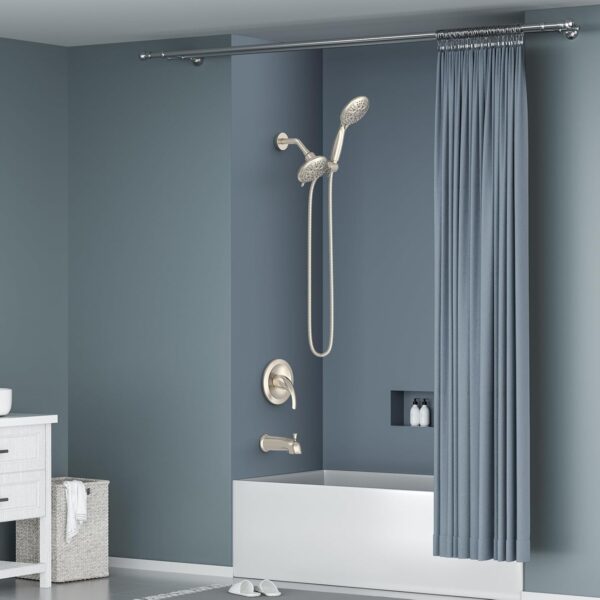 SR SUN RISE Shower System with Tub Spout Rain Shower Tub Set, High Pressure 35-Function Dual 2-in-1 Shower Combo Faucet with Valve, Patented 3-Way Water Diverter in Brushed Nickel (Valve Included)