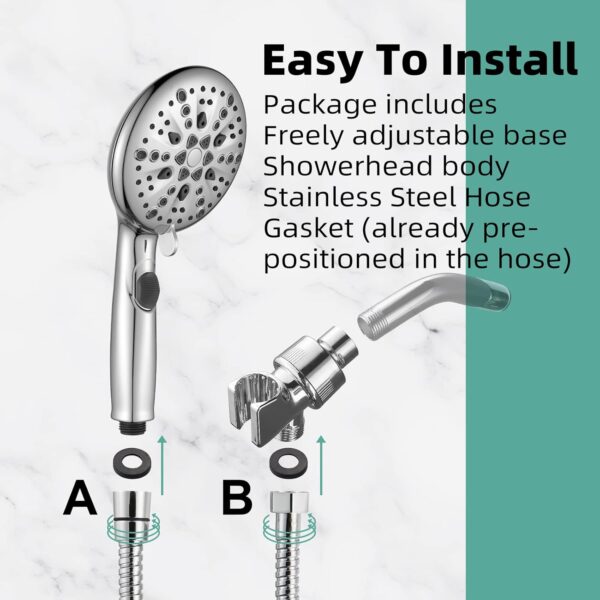71IIssWLulL._AC_SL1500_.jpg Cobbe High Pressure 9 Functions Shower Head with handheld - Luxury Modern Chrome Look, Built-in Power Spray to Clean Corner, Tub and Pets, Stainless Steel Hose Adjustable Bracket, Chrome