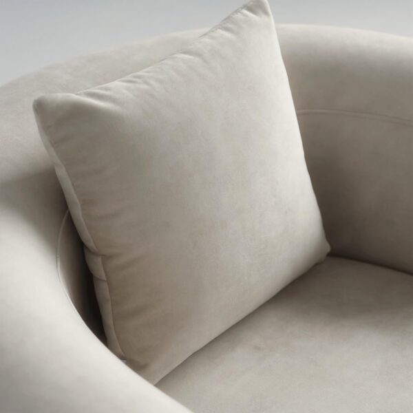 Acanva Luxury Modern Tight Curved Back Velvet Sofa, Minimalist Style Comfy Couch for Living Room Apartment Reception Space, Cream Single Chair Set of 2