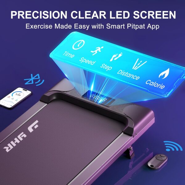 YHR Incline Walking Pad 3 in 1 Under Desk Treadmill, 2.5HP Low Noise Walking Treadmill, Portable Jogging Running Machine for Home Office, APP Remote Control, LED Display, Installation Free