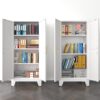 White Farmhouse Storage Kitchen Pantry Cabinet with 2 Barn Door, 3 Adjustable Shelves and Legs, for Cupboard/Dining Room/Bathroom/Living Room/Office/Laundry Room (White, 61" Farmhouse)