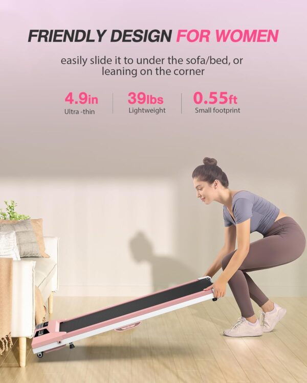 WELLFIT 10% Incline Walking Pad, 265/300+lbs Capacity Under Desk Treadmills, 29lb Lightweight Smart Treadmill with Widen Belt, Portable Treadmills Work with KINOMAP Apple Health for Home Office Small