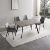 ZckyCine Modern 5-Piece Dining Table Set Rectangular Wood Table with 4 Upholstered Leather Chairs, Seats 4