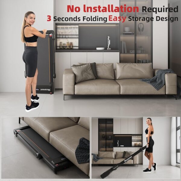 Treadmill with Incline, 3 in 1 Under Desk Treadmill Walking Pad with Removable Desk Workstation 3.5HP Foldable Compact Walking Treadmill for Home Small Office with Wristband Remote Control