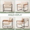 HIGOGOGO Modern Accent Chair, Living Room Chair with Wood Armrests, Shredded Foam Cushion, and Sturdy Metal Frame Reading Chair, Beige