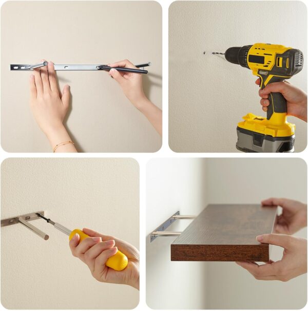 71JQfsIKcZL._AC_SL1500_.jpg BAYKA Floating Shelves, 22.5" Wall Mounted Wood Shelves for Bathroom, Bedroom, Living Room, Kitchen, Hanging Shelf for Books/Storage/Decor with 22lbs Capacity (Rustic Brown,Set of 2)