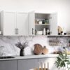 FIMELLO Wall Cabinet, Wooden Medicine Cabinet, Wall Amount Cabinet for Bathroom Laundry Kitchen Garage, White, Set of 2
