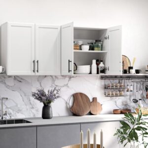 FIMELLO Wall Cabinet, Wooden Medicine Cabinet, Wall Amount Cabinet for Bathroom Laundry Kitchen Garage, White, Set of 2