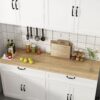 FAMAPY Wall-Mounted Kitchen Pantry Kitchen Storage Cabinet with Countertop, Pantry Cabinet with Drawers & Doors, Wall Cabinet for Kitchen White and Oak