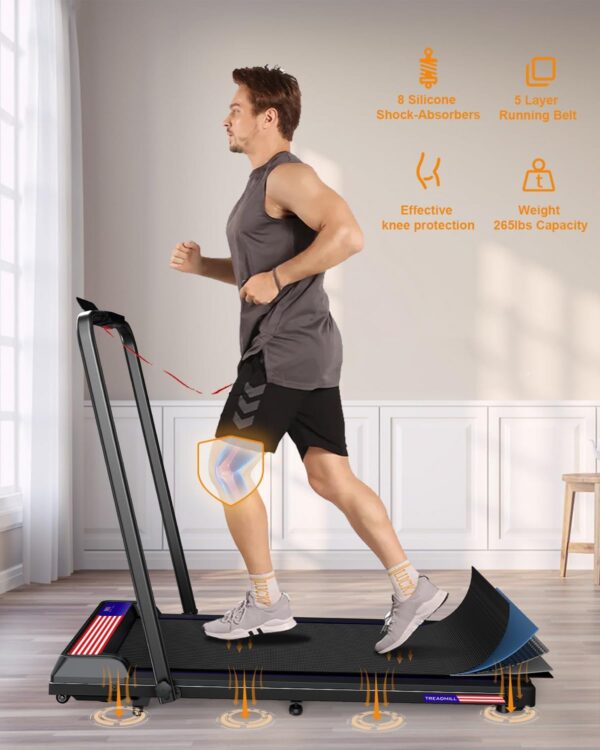 2 in 1 Portable Treadmill and Walking Pad for Home/Office, Foldable with Remote Control, APP, and LED Display