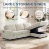 TEKAMON 99" Convertible Sectional Sofa Couch with Chaise Storage, Modern L Shaped Reversible Couch for Living Room, Comfy Chenille Fabric Sofa, Removable Cushion Covers/USB Type-C Ports,Beige