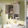Besiter Fluted Bathroom Wall Cabinet Over The Toilet Storage, 23"x 29" Medicine Cabinet with Adjustable Shelf, Laundry Cabinet Wall Mounted and Kitchen Storage Cabinet(Modern Grey)