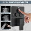 Aolemi Shower Faucet Set Ceiling Mount Shower System Rough-in Valve and Shower Trim Kit 10 and 6 Inch Dual Shower Head 2 in 1 Handheld Spray Push Button Diverter Matte Black