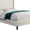 Home Life Premiere Classics Cloth Light Beige Cream Linen 51" Tall Headboard Platform Bed with Slats Full - Complete 5 Year Warranty Included-007
