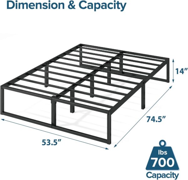ZINUS Lorelei 14 Inch Metal Platform Bed Frame, Mattress Foundation with Steel Slat Support, No Box Spring Needed, Easy Assembly, Full, Black