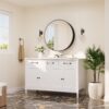 TETOTE 24 x 24 Inch Medicine Cabinet Mirror Black Framed Round Mirrored Medicine Cabinets for Bathroom Adjustable Shelves Modern Bathroom Mirror with Storage Wall Mounted