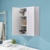 White Wall Mount Cabinet, MDF Over The Toilet Storage Cabinet with Adjustable Shelves, Space Saver 2 Door Medicine Cabinet for Bathroom Laundry Kitchen, 19x 27in, No Paint Odor