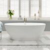 FerdY Koh Samui 65" Acrylic Freestanding Bathtub, Oval Contemporary Soaking Bathtub, Glossy White, cUPC Certified, Toe-Tap Chrome Drain & Overflow Assembly Included