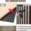 4 PCS Acoustic Wall Panels Wood Slat Self-Adhesive Soundproof Sound Absorbing Tiles for Interior Ceiling Decor Wooden Echo Dampening Paneling Noise Reducing Material 47.2X23.6in