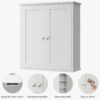 Shintenchi Bathroom Wall Mounted Cabinet,Medicine Cabinet with 2 Door, Bathroom Storage Cabinet Over The Toilet,Space Saving Storage Cabinet with 3-Tier Shelves,White