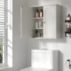 Shintenchi Bathroom Wall Mounted Cabinet,Medicine Cabinet with 2 Door, Bathroom Storage Cabinet Over The Toilet,Space Saving Storage Cabinet with 3-Tier Shelves,White