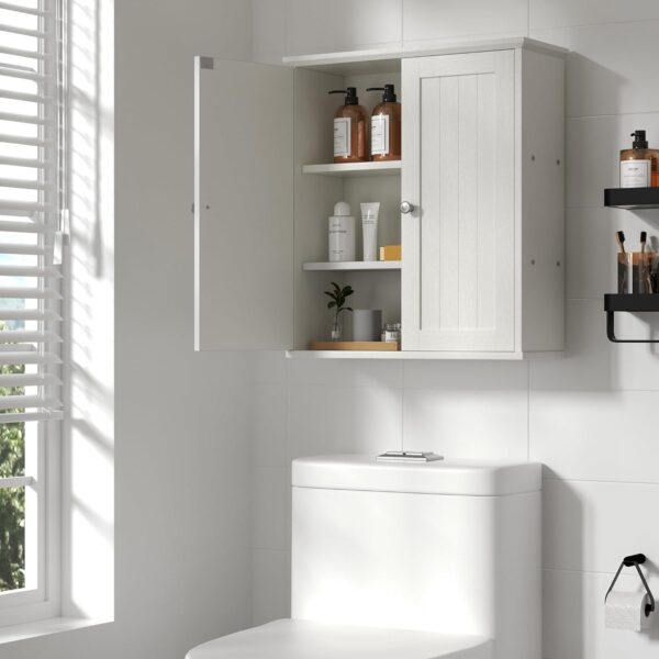 Shintenchi Bathroom Wall Mounted Cabinet,Medicine Cabinet with 2 Door, Bathroom Storage Cabinet Over The Toilet,Space Saving Storage Cabinet with 3-Tier Shelves,White