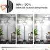 Dimmable Floor Lamp, 3 Lights Arc Floor Lamps for Living Room, Modern Tall Standing Tree Lamp with Gray Linen Shade & Heavy Base, Large Floor Lamp for Bedroom Office, 3x1000 LM LED Bulbs Included