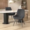 Modern Dining Chairs Set of 6, Comfy Dining Room Chairs with Thick Cushions, Upholstered Fabric Kitchen Side Chairs with Metal Legs, Black