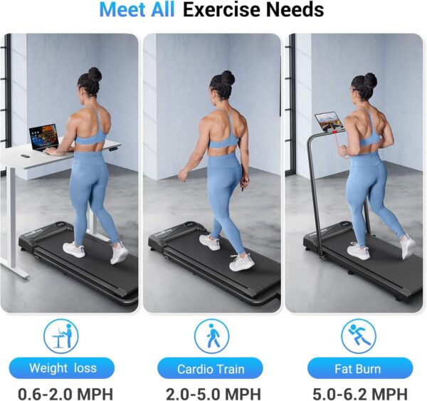 THERUN Walking Pad Treadmill, 2.5 HP Under Desk Treadmill, 2 in 1 Foldable Treadmill for Home, Walking Pad with Handle Bar, 15" Widened Running Belt, Treadmill with Remote Control & LED Screen