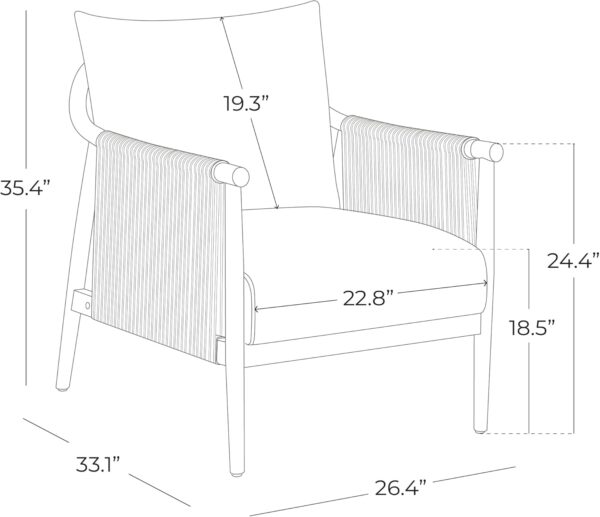 CHITA Braid Armchair, Modern Accent Chair for Living Room, Cream