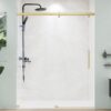 56-60" W x 75" H Frameless Sliding Shower Door, 5/16"(8mm) Clear SGCC Tempered Glass Shower Door Easy Cleaning, Gold Shower Door Designed for Smooth Silding, Easy Installation for Bathroom