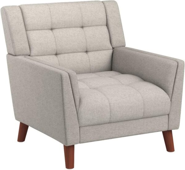 71Lzu1-BGL._AC_SL1230_.jpg Christopher Knight Home Evelyn Mid Century Modern Fabric Arm Chair, Beige & Walnut