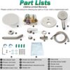 Shower Faucet Set 8IN Brass Rough-In Valve Body Trim Kit Rainfall Included Handle Accessories Complete 2 Functions with Rain Head and Handheld Bathroom Systems (8'', Brushed Nickel)