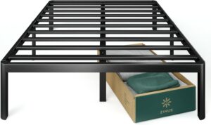 ZINUS Van 16 Inch Metal Platform Bed Frame, Steel Slat Support, No Box Spring Needed, Easy Assembly, Black, Full