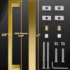 12 inch Square Shower Pull Push Entry Door Handle Double Sided, Brushed Gold Stainless Steel Back to Back Sliding Barn Door Handles, Fit for Glass Door Wooden Door