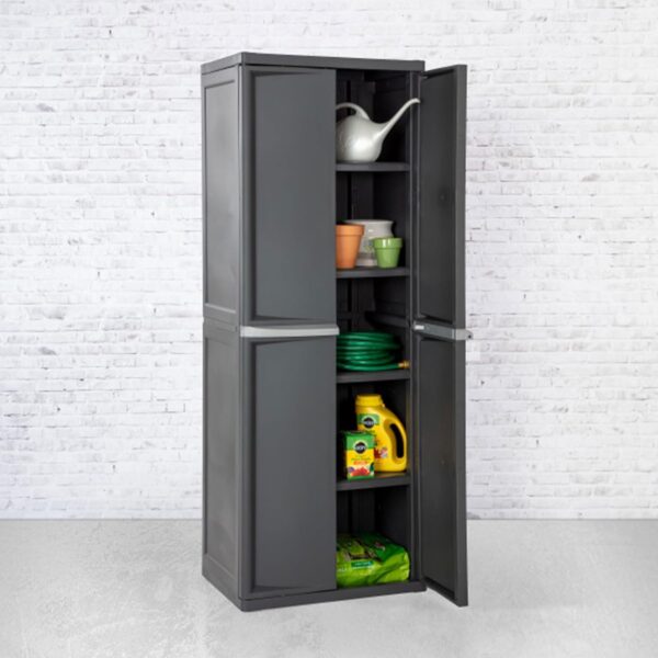 Sterilite Storage Cabinet, Plastic Closet Organizer, 4 Adjustable Shelves, Gray