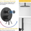 BESy Shower System with 10 Inch Round Rain Shower Head and Handheld Wall Mounted, High Pressure Rainfall Shower Faucet Fixture Combo Set with 2 in 1 Handheld Showerhead for Bathroom, Matte Black