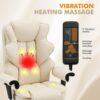 HOMREST 6-Point Massage Executive Chair,Heat Office Chair,Ergonomic Home Office Desk Chair with Retractable Footrest and Reclining Function,Leather Computer Chair with Adjustable Armrest(‌Off White)