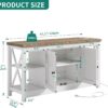 YITAHOME Farmhouse TV Stand for 55/50 Inch with Power Outlet, Mid Century Modern Entertainment Center with Storage and Adjustable Shelf, 47'' TV Table Media Console for Living Room, White & Grey Wash