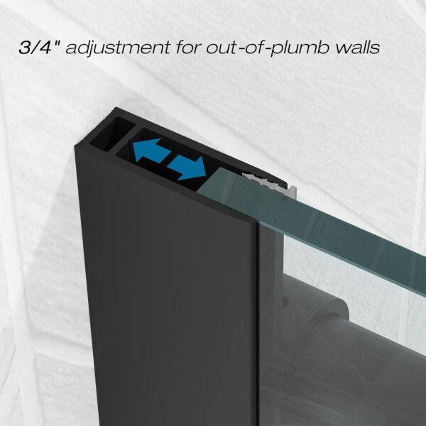 56-60” x 76” Frameless Shower Door, 5/16" (8mm) Clear SGCC Tempered Glass, Bathroom Sliding Glass Shower Doors, Easy to Clean, Stainless Steel Hardware, Matte Black