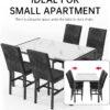 AWQM Products 5-Piece Marble Dining Set, Modern Kitchen Table and Chairs for Dining Room, Dinette, Compact Space Saving Furniture, 4 Upholstered Velvet Chairs - White