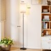 Floor Lamps for Living Room, Modern Standing Lamp with Pull Chain Switch, 3 Color Temperature Black Pole Lamp with Lampshade, 9W LED Bulb Tall Lamps for Bedroom Office Kid Room