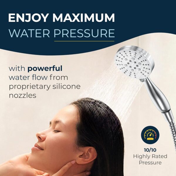 HammerHead Showers® ALL METAL 3-Spray Handheld Shower Head with Long Hose and Holder - CHROME - 2.5 GPM High Pressure Shower Head with Handheld Sprayer - WIDE, MASSAGE, and MIST Sprays