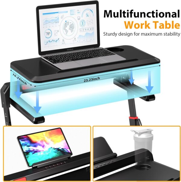 Walking Pad Treadmill, 3.0HP Under Desk Treadmill with Handle Bar and Incline, 300lbs Capacity with Removable Desk Workstation, Foldable Treadmill with Remote Control, APP for Home Office